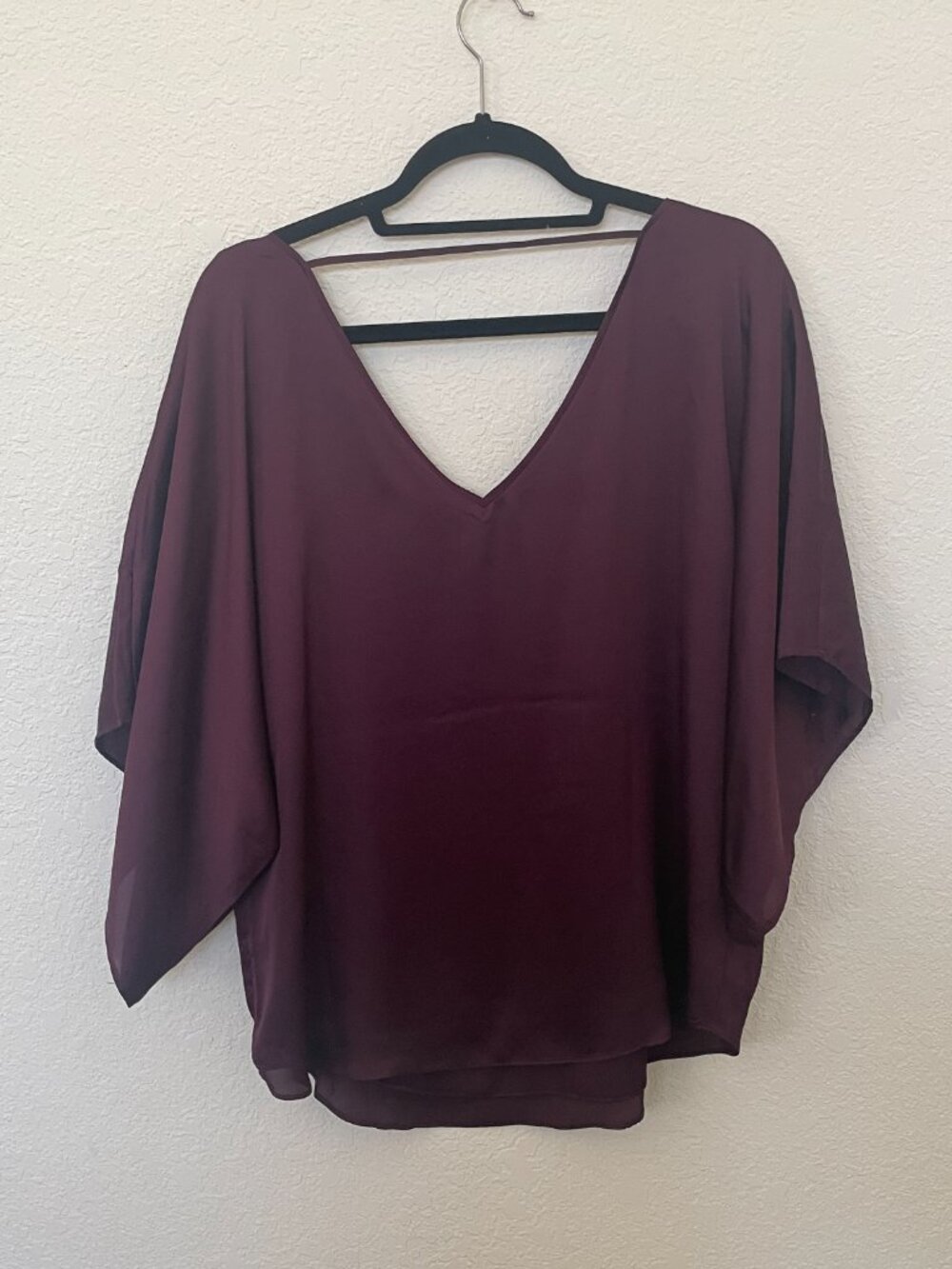 White House Black Market Embroidered Blouse Size M | Burgundy Floral Top - Picture 2 of 6